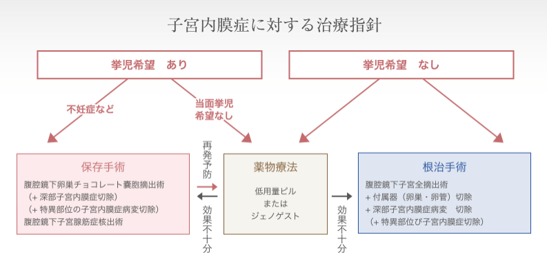 子宮内膜症に対する治療指針画像